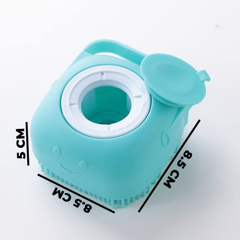 Homestic Pack of 2 Dog Brush With Shampoo Container|Cat & Dog Bath Brush For Bathing|Exfoliating|Scrubbing|Massaging & Relaxing|Soft Silicone|Suitable For All Pets|PT230B|Blue - Image 2