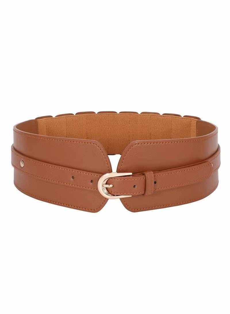 Women's Wide Elastic Waist Belt, Ladies Stretch Cinch Belt for Dress with Fashion Layered Back  - Image 1