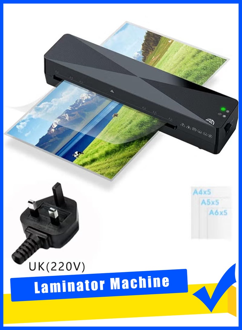 A4 Laminator Machine 4 in 1 Personal Desktop Hot u0026 Cold 9 Inch Thermal Laminator with15 Laminating Pouches for Home Office School Business Use, Black - Image 1