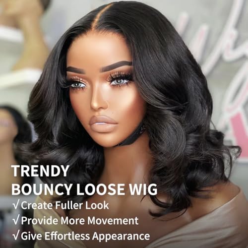 Tinashe Bob Wig Human Hair Wear and Go Glueless Wigs Human Hair Pre Plucked Pre Cut 180 Body Wave 5x6 Lace Front Short Bob Wigs Human Hair for Black WomenNatrual Black14inch - Image 3
