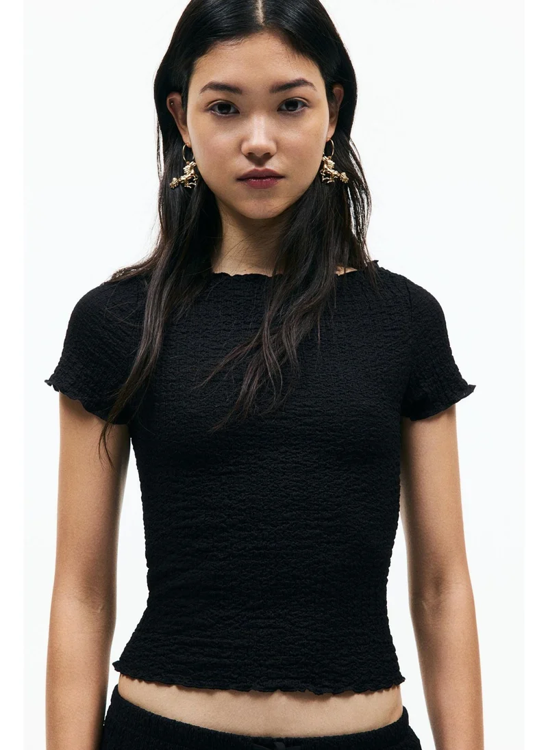 H&M Overlock-detail crinkled top