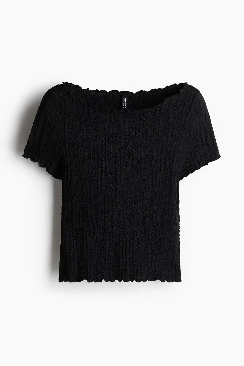 H&M Overlock-detail crinkled top