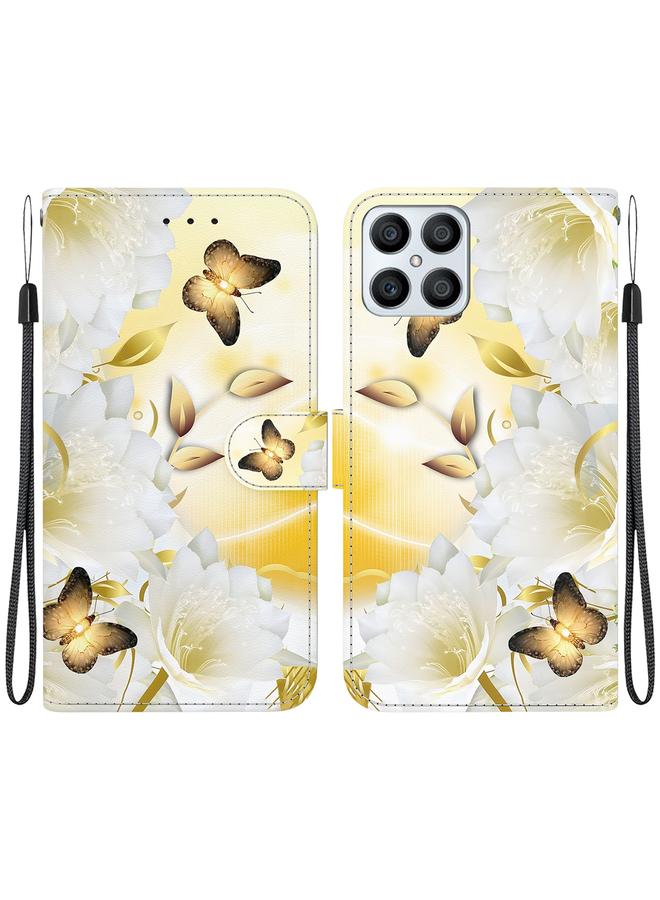 اس-توب جراب هاتف جلدي برسومات ملونة وملمس كريستالي لهاتف Honor X8 - Image 1