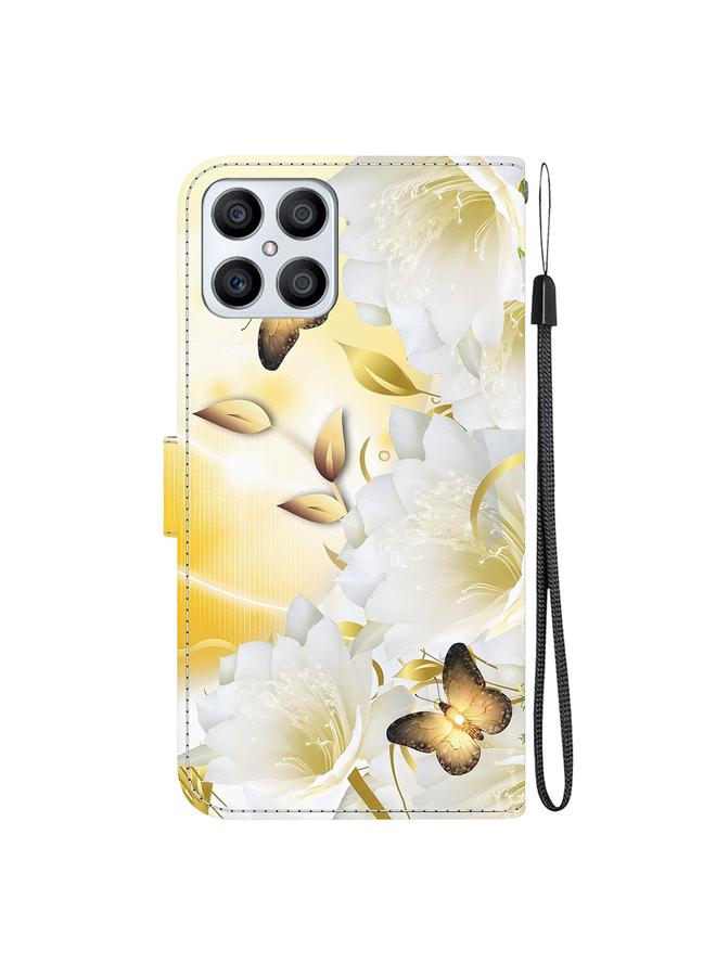 اس-توب جراب هاتف جلدي برسومات ملونة وملمس كريستالي لهاتف Honor X8 - Image 3