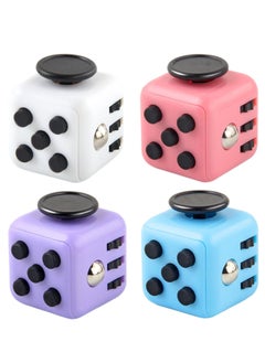 KASTWAVE 4 Pcs Fidget Toy Cube Toy Sensory Toy Stress Anxiety Relief Toy Killing Time Finger Toy Office Classroom Toy Gift for Adults And Children(White, Pink, Purple, Blue)  - Image 1