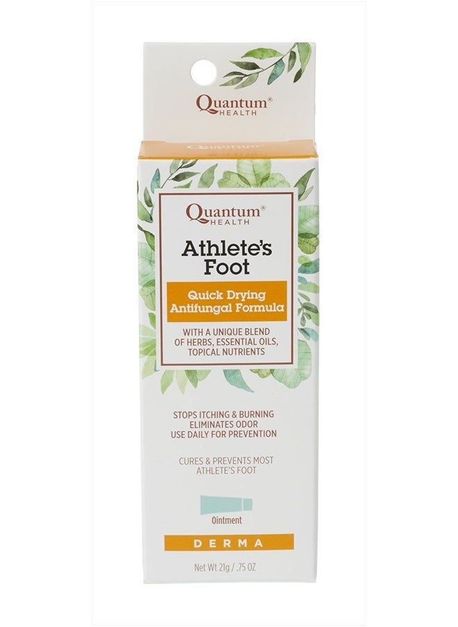 Quantum Health Athlete's Foot Ointment, Quick Drying Topical Formula with Tea Tree Oil that Cures & Prevents Most Athlete's Foot, Stops Itching & Burning, Eliminates Odor, For Daily Use, 21gm,01802  - Image 1