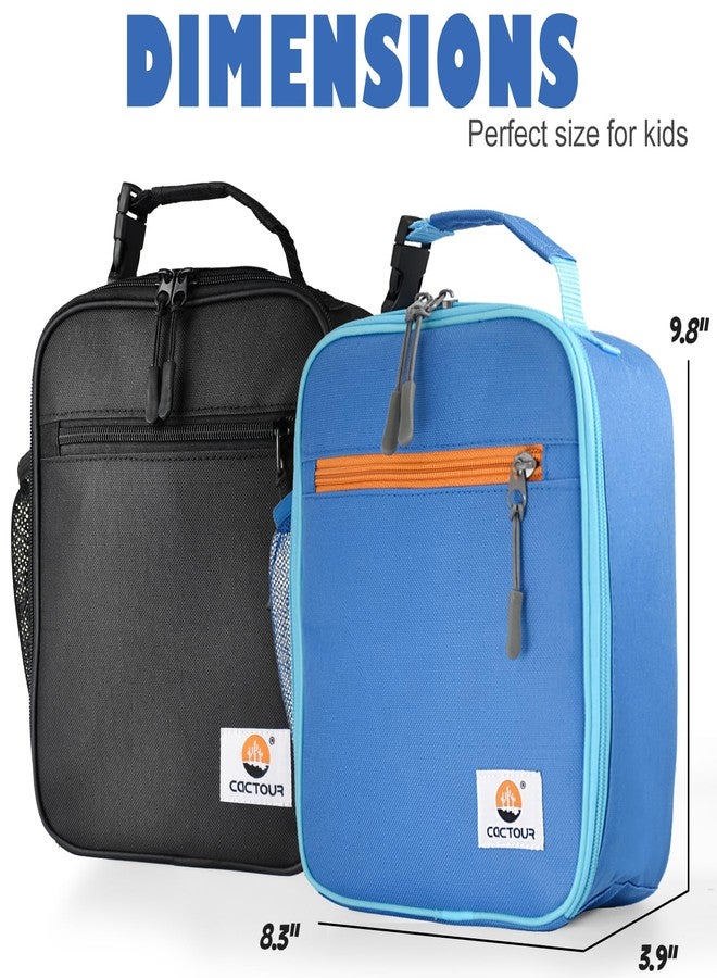 CaCTOUR Lunch Box Kids,2 Packs Insulated Lunch Bag for Girls Boys,Soft Bag Mini Cooler Back to School Thermal Reusable Lunch Bag for Work School Picnic (Blue & Black) - Image 2