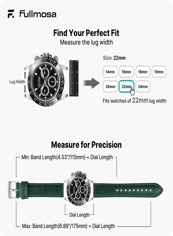 Fullmosa 22mm Quick Release Leather Watch Band for Garmin Samsung Galaxy - Image 5
