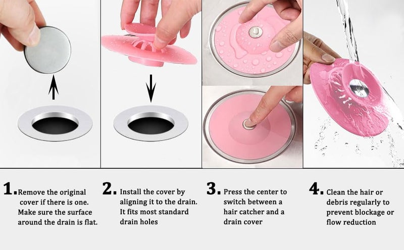 KPNG Shower Drain Stopper Hair Catcher Tub Stopper Silicone Drain Protector Drain Strainers for Kitchen Bathroom and Laundry (Pack of 1, Random Color) - Image 2