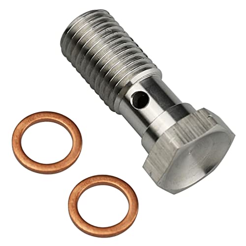 KRD PERFORMANCE Universal Stainless Steel M10x10 Metric Thread Turbo Brake Line Banjo Bolt with M10 Copper Washers Single Banjo Bolt 24mm Length - Image 5
