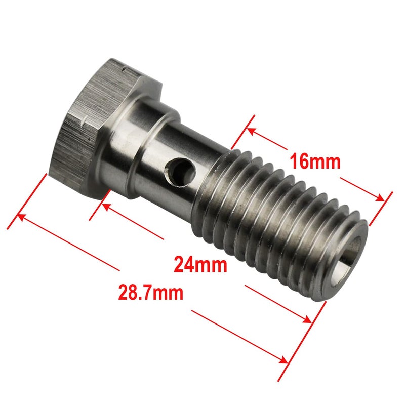 KRD PERFORMANCE Universal Stainless Steel M10x10 Metric Thread Turbo Brake Line Banjo Bolt with M10 Copper Washers Single Banjo Bolt 24mm Length - Image 4