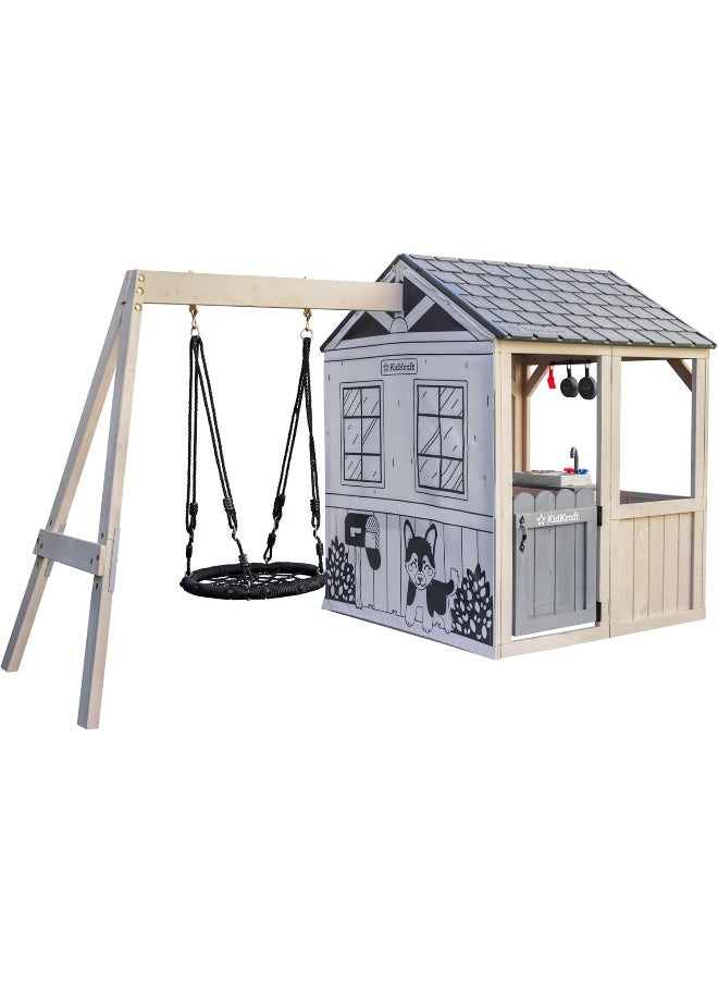 KidKraft KidKraft Savannah Swing Outdoor Wooden Playhouse with Nestswing  - Image 1