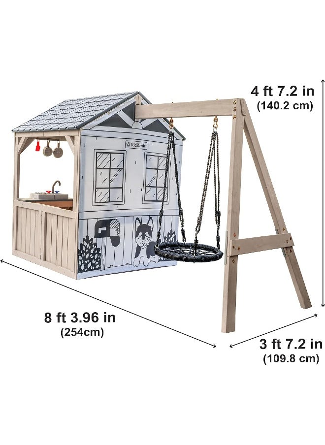 KidKraft KidKraft Savannah Swing Outdoor Wooden Playhouse with Nestswing  - Image 3