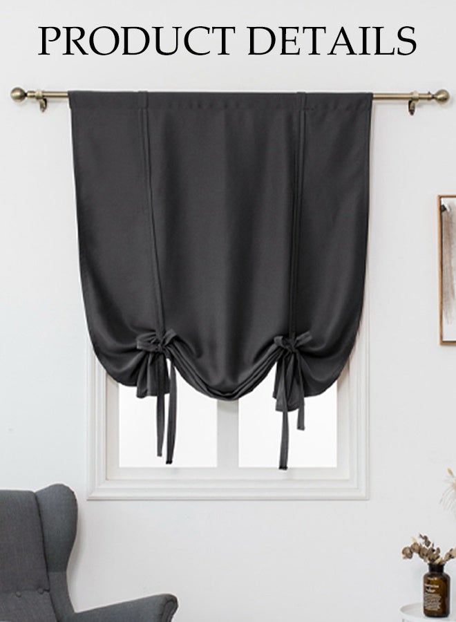 DUNISO Tie-Down Simple Blackout Curtains, Rod Pocket Insulation Room Blackout Roman Blinds, Suitable For Bedroom, Living Room, Balcony (Black) 117*160cm - Image 5