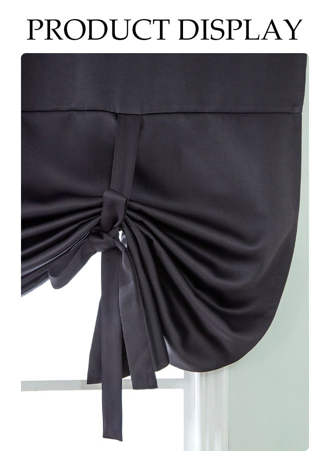 DUNISO Tie-Down Simple Blackout Curtains, Rod Pocket Insulation Room Blackout Roman Blinds, Suitable For Bedroom, Living Room, Balcony (Black) 117*160cm - Image 4