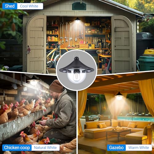 ropelux Solar Indoor Outdoor Shed Light with 3000LM 3 Color Temperatures 5 Modes (2 Daytime Available) Waterproof, Dual Motion Sensors Solar Powered Hanging Barn Light with Remote for Shed, 1 Pack - Image 4