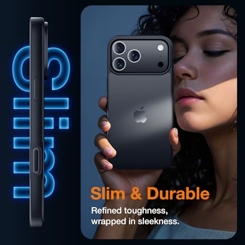Yriklso 3 in 1 for iPhone 17 Pro Phone Case,1X Screen Protector +1X Camera Lens,Shockproof for iPhone 17 Pro Case, Military Grade Drop Protection, Protective Hard Back Slim Translucent Cover,Black - Image 5