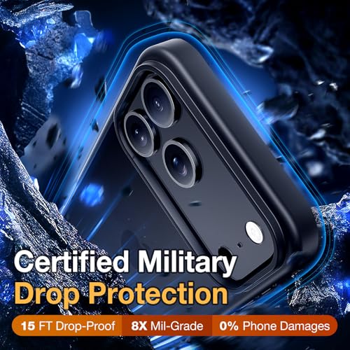 Yriklso 3 in 1 for iPhone 17 Pro Phone Case,1X Screen Protector +1X Camera Lens,Shockproof for iPhone 17 Pro Case, Military Grade Drop Protection, Protective Hard Back Slim Translucent Cover,Black - Image 4