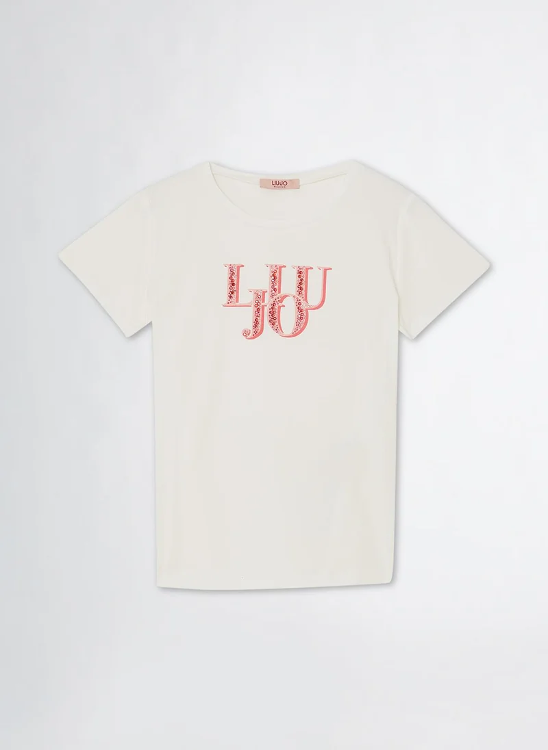 Liu Jo T-Shirt with Logo and Gemstones
