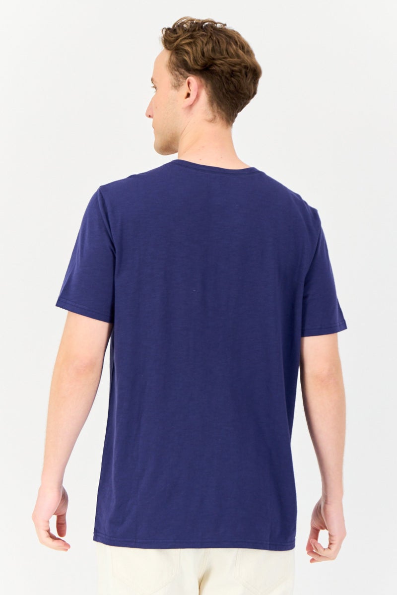 GAP Men Crew Neck Short Sleeves Plain T-Shirt, Navy - Image 3