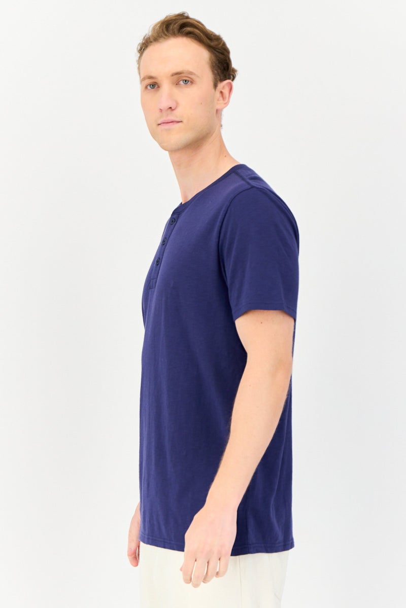 GAP Men Crew Neck Short Sleeves Plain T-Shirt, Navy - Image 4