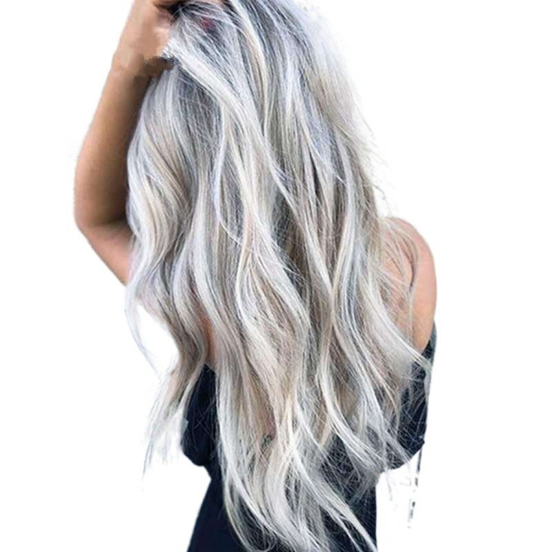 Anime Wig Bleached and Dyed Long Curly Hair COS Gray Gradient Women's Wig - Image 1