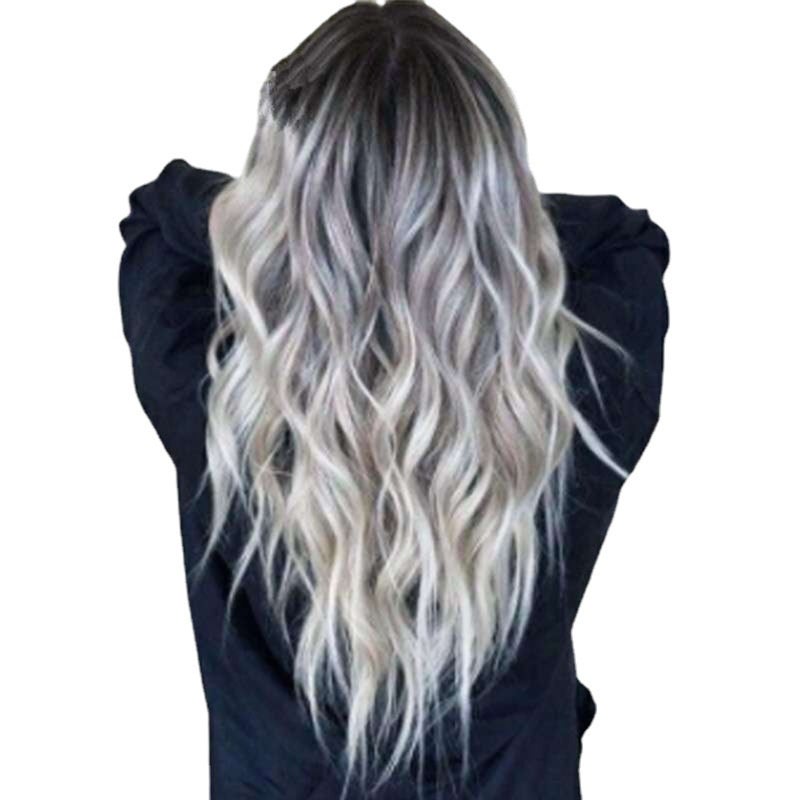 Anime Wig Bleached and Dyed Long Curly Hair COS Gray Gradient Women's Wig - Image 2