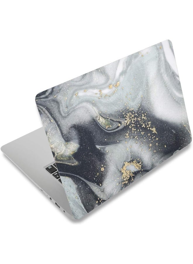 ARS Laptop Skin Sticker Decal,12" 13" 13.3" 14" 15" 15.4" 15.6 inch Laptop Vinyl Skin Sticker Cover Art Protector Notebook PC (Free 2 Wrist Pad Included), Decorative Waterproof Removable, Grey Marble - Image 1