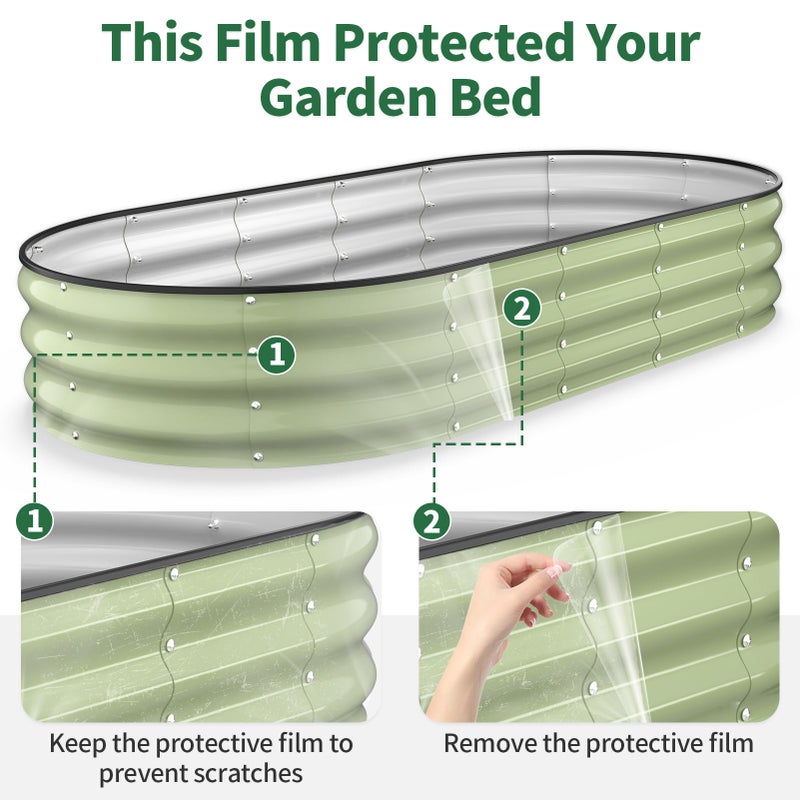 Kesfitt Raised Garden Bed, 6x3x1 FT Galvanized Steel Metal Raised Garden Bed, Oval Open-Bottom Design, 12-Inch Deep for Outdoor Vegetable & Herb Gardening, Fruit Green - Image 5