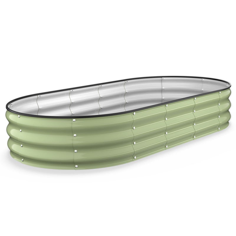 Kesfitt Raised Garden Bed, 6x3x1 FT Galvanized Steel Metal Raised Garden Bed, Oval Open-Bottom Design, 12-Inch Deep for Outdoor Vegetable & Herb Gardening, Fruit Green - Image 1