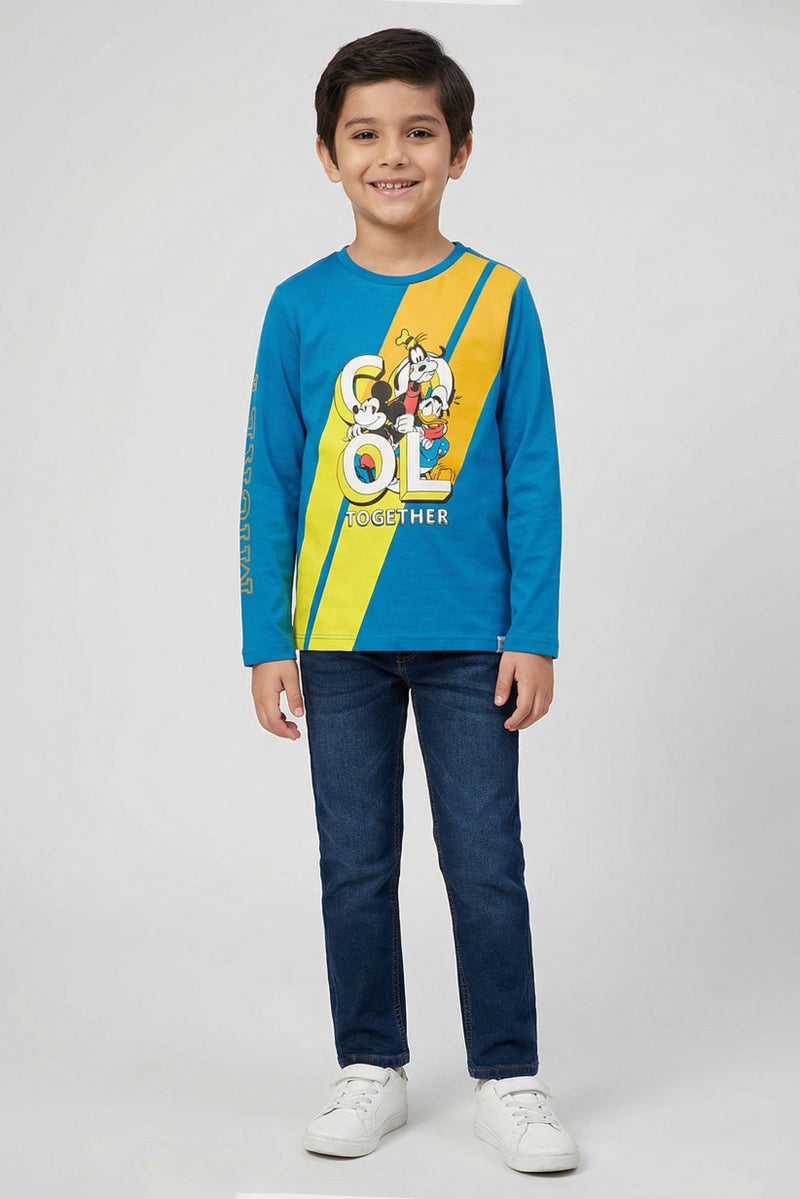 Hamleys x Disney Kids Boy Long Sleeve Graphic Print T-Shirt, Blue - Image 1