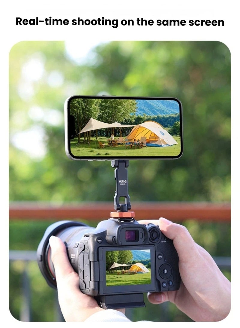 VRIG Magnetic Phone Mount with 1/4″ Thread | Foldable Cold Shoe Stand for Vlogging & Monitor - Image 3