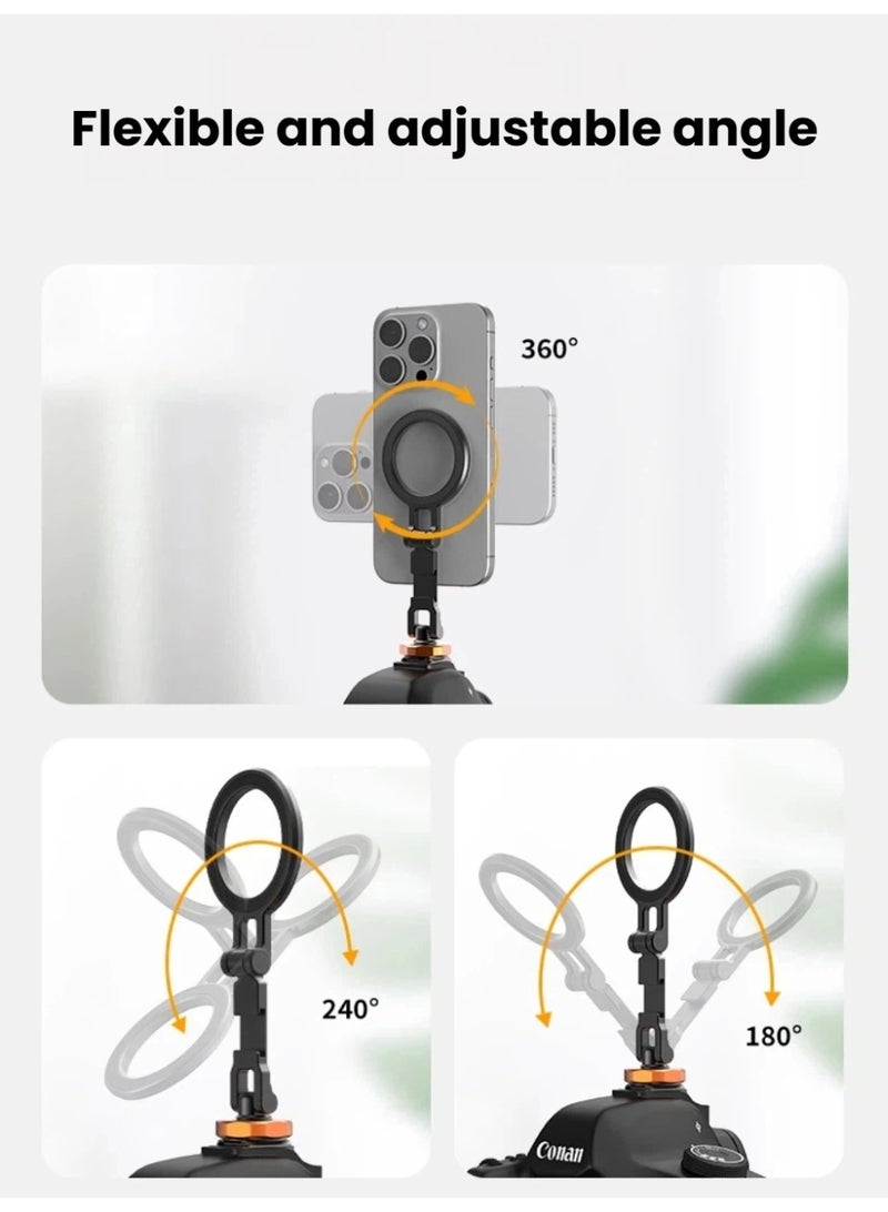 VRIG Magnetic Phone Mount with 1/4″ Thread | Foldable Cold Shoe Stand for Vlogging & Monitor - Image 5