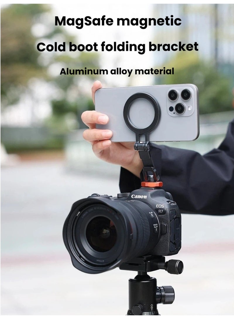 VRIG Magnetic Phone Mount with 1/4″ Thread | Foldable Cold Shoe Stand for Vlogging & Monitor - Image 2