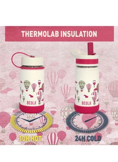 BEOLA Insulated Kids Water Bottle With Straw Lid - 410ml, Magic Sky  - Image 4