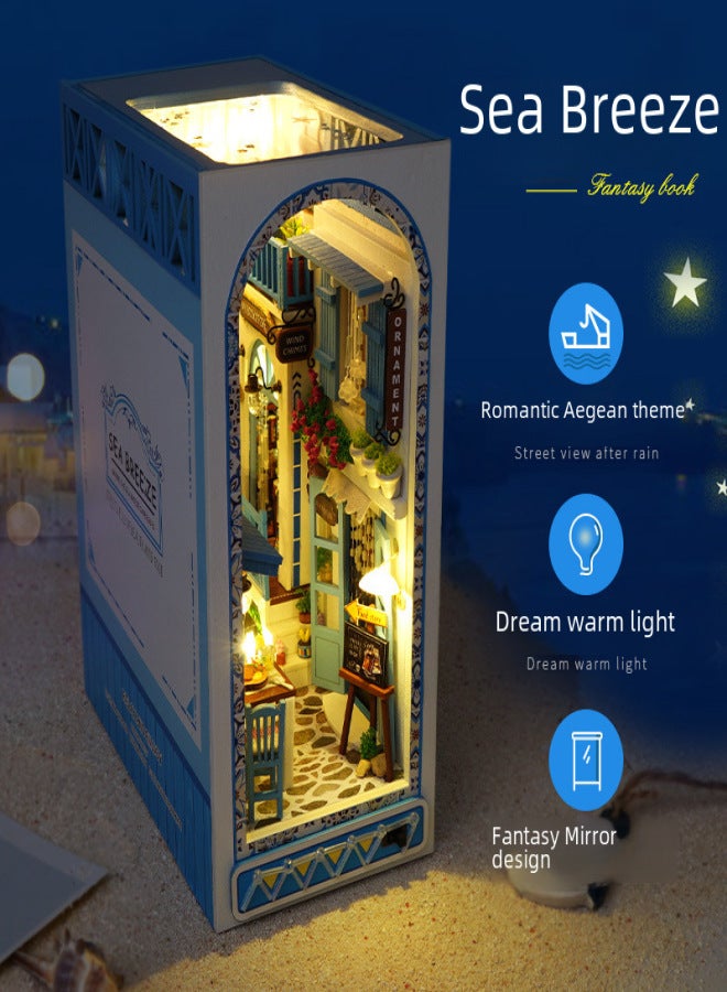 مجموعة تيانيو DIY Cabin TC18 Sea Breeze Land، نموذج كتاب ثلاثي الأبعاد إبداعي مُجمّع يدويًا، زينة، أحجية، هدية (TC18 Sea Breeze Realm-Chinese) - Image 2