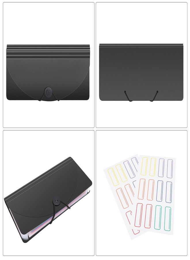 Uquelic Stand Receipt Organizer Folder - 13 Pockets Expanding Coupons Storage/Rainbow Large Capacity Bill Organizer for Desk with Label, in Case I Go Missing Binder Organizer (Black) - Image 5