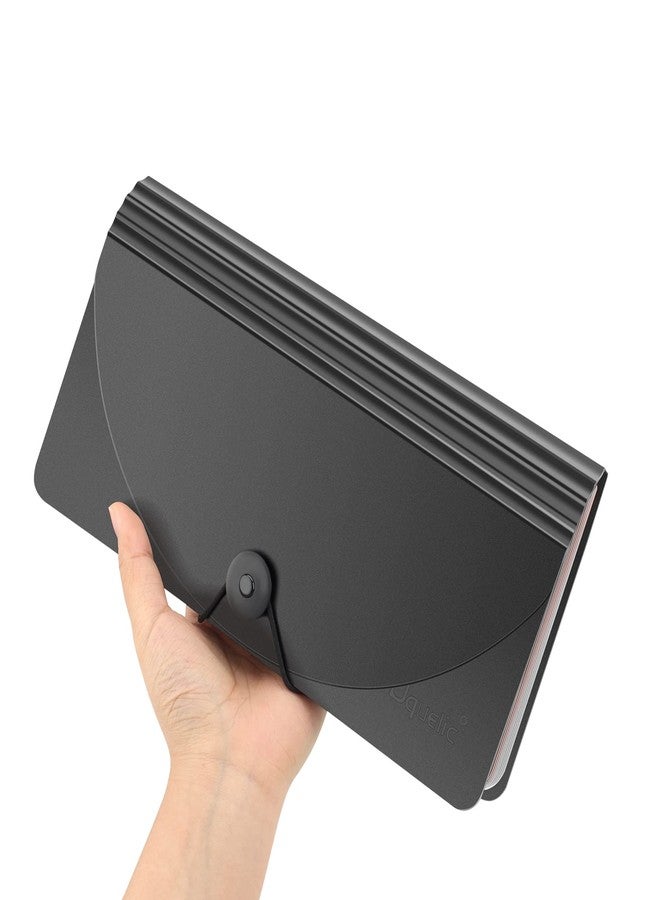 Uquelic Stand Receipt Organizer Folder - 13 Pockets Expanding Coupons Storage/Rainbow Large Capacity Bill Organizer for Desk with Label, in Case I Go Missing Binder Organizer (Black) - Image 3
