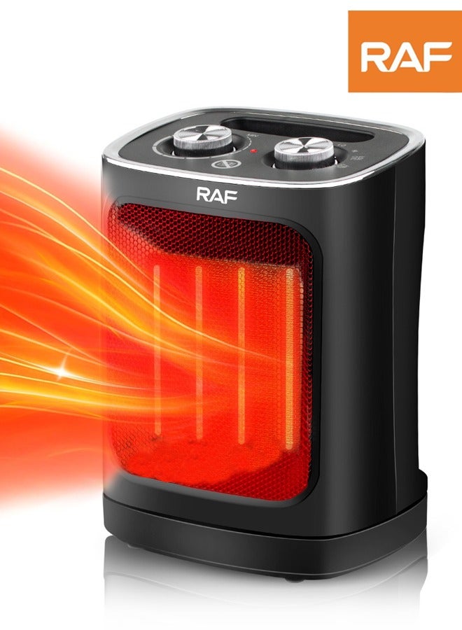 RAF Space Heater, 1800W Portable Electric Heaters for Indoor Use, PTC Ceramic Heater for Office with Oscillation, Thermostat,5 Modes , With Overheat and Tip-Over Protection,Quiet Room Heater for Bedroom,R.1188B Black - Image 1