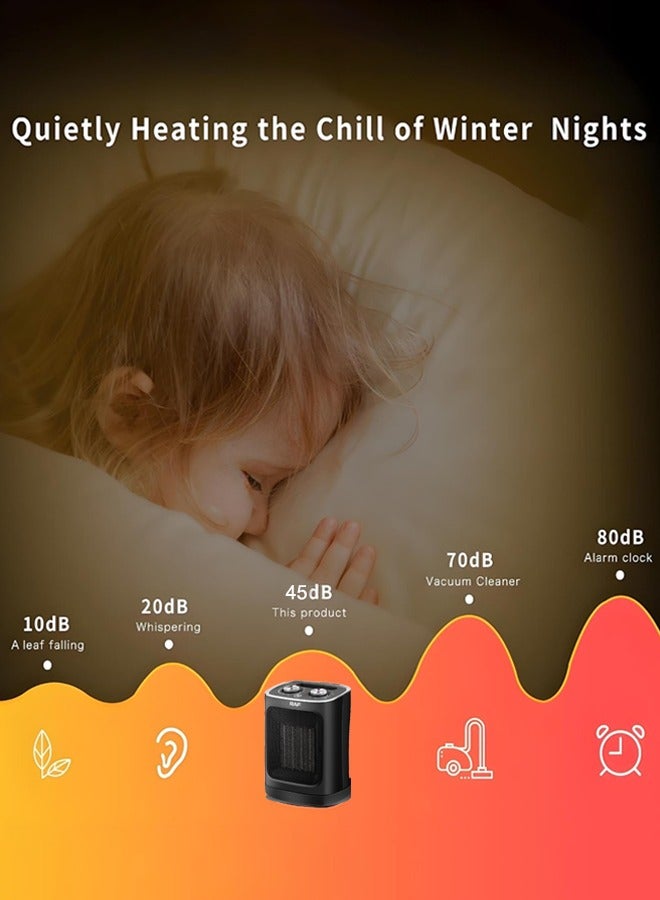 RAF Space Heater, 1800W Portable Electric Heaters for Indoor Use, PTC Ceramic Heater for Office with Oscillation, Thermostat,5 Modes , With Overheat and Tip-Over Protection,Quiet Room Heater for Bedroom,R.1188B Black - Image 5