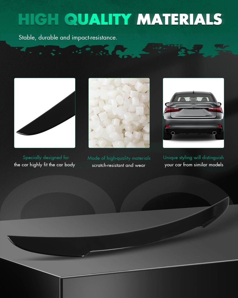 SCITOO ABS Spoiler Wing Fits for 2016-2017 for Lexus for IS200t,2014-2015 for Lexus for IS250,2016-2020 for Lexus for IS300,2014-2020 for Lexus for IS350 1PC Glossy Black Rear Trunk Spoiler Wing - Image 5