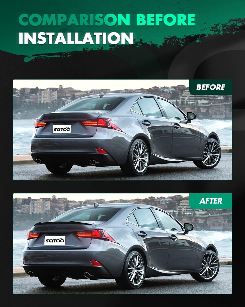 SCITOO ABS Spoiler Wing Fits for 2016-2017 for Lexus for IS200t,2014-2015 for Lexus for IS250,2016-2020 for Lexus for IS300,2014-2020 for Lexus for IS350 1PC Glossy Black Rear Trunk Spoiler Wing - Image 4