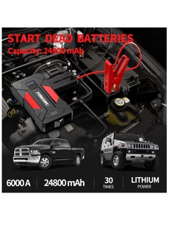 FOWAWU FOWAWU 6000A Car Jump Starter, Jump Starter, 24800mAh Car Battery Jump Starter, Car Jump Starters, Portable Battery Jumper Starter, Portable Car Jump Starter, Portable Battery Jump Starter For Car, Battery Jump Starter, Jump Starter Battery Pack  - Image 2