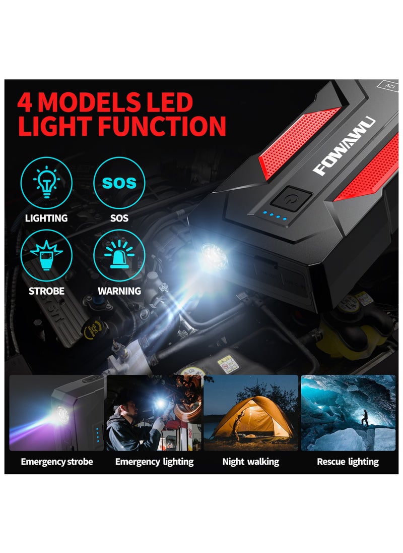 FOWAWU - FOWAWU 6000A Car Jump Starter, Jump Starter, 24800mAh Car Battery Jump Starter, Car Jump Starters, Portable Battery Jumper Starter, Portable Car Jump Starter, Portable Battery Jump Starter For Car, Battery Jump Starter, Jump Starter Battery Pack - Image 1