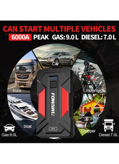 FOWAWU FOWAWU 6000A Car Jump Starter, Jump Starter, 24800mAh Car Battery Jump Starter, Car Jump Starters, Portable Battery Jumper Starter, Portable Car Jump Starter, Portable Battery Jump Starter For Car, Battery Jump Starter, Jump Starter Battery Pack  - Image 3