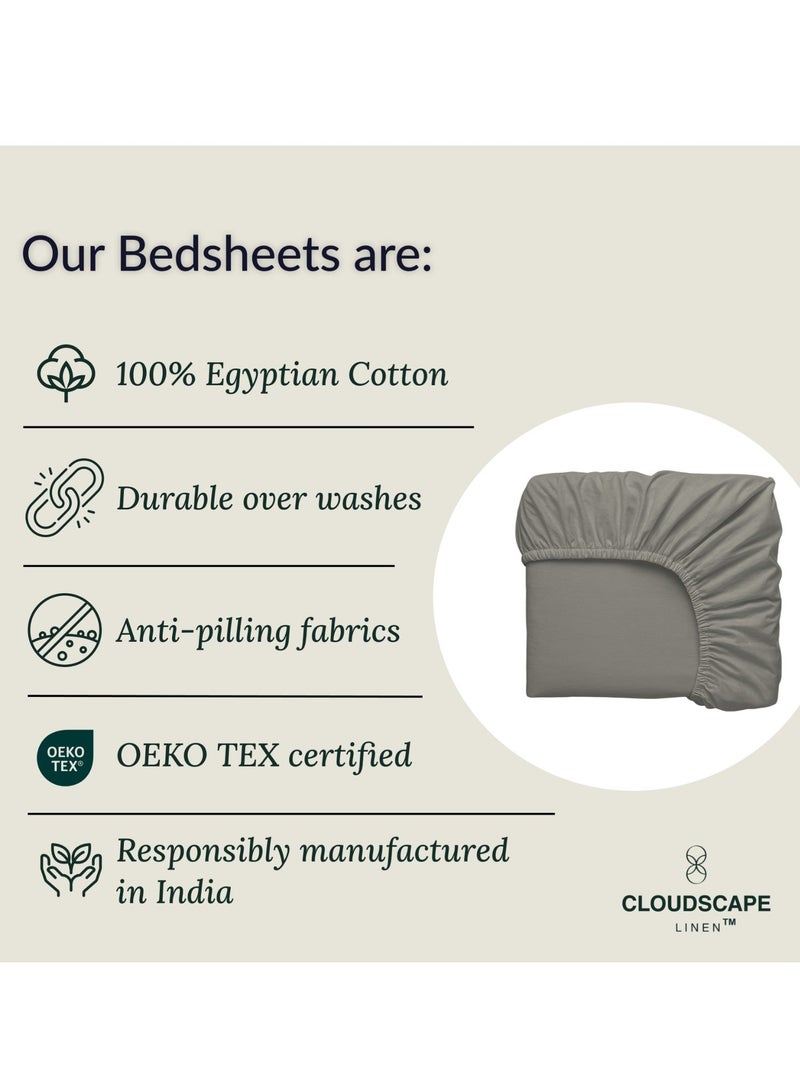 Cloud Scape Linen 600 Thread Count Egyptian Cotton Sheet Set( King, Charcoal) - Image 4