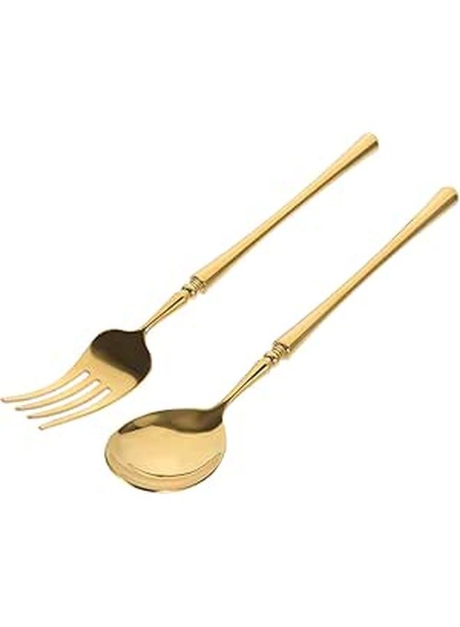 304 Stainless Steel Gold Cutlery Set 2 Piece Fork and Spoon Reusable Tableware - Image 1