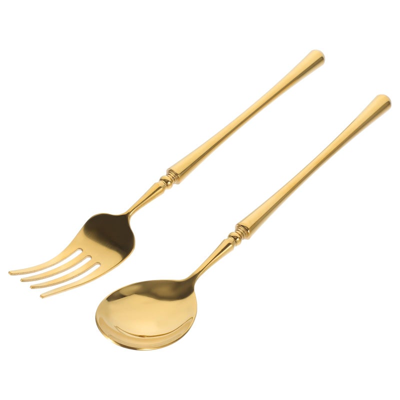 304 Stainless Steel Gold Cutlery Set 2 Piece Fork and Spoon Reusable Tableware - Image 2
