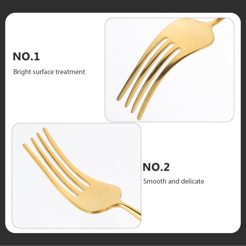 304 Stainless Steel Gold Cutlery Set 2 Piece Fork and Spoon Reusable Tableware - Image 5