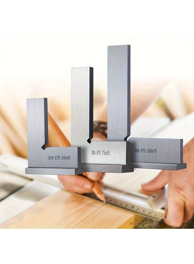 Widened Base Knife Edge Square Ruler 100x70mm High Carbon Steel Woodworking Table Saw - Image 3
